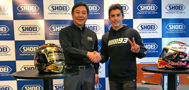 SHOEI anuncia la extension de contrato con Marc Marquez por 2 anos hasta 2020 SHOEI Espana